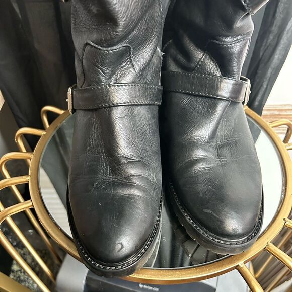 Zara Woman Quilted Leather Moto Boots - Picture 4 of 5